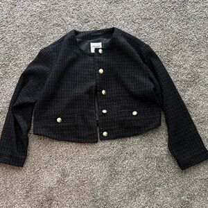 Abercrombie & Fitch black Tweed Blazer with Gold Buttons